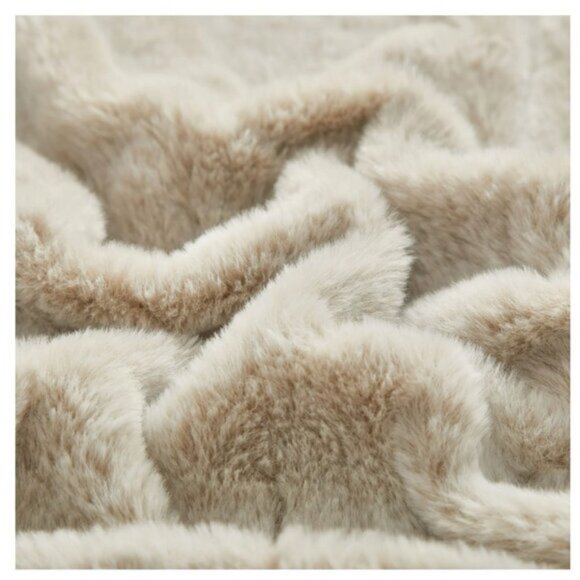 NEW Soft Minky & Faux Fur Taupe Baby Blanket - Picture 2 of 4